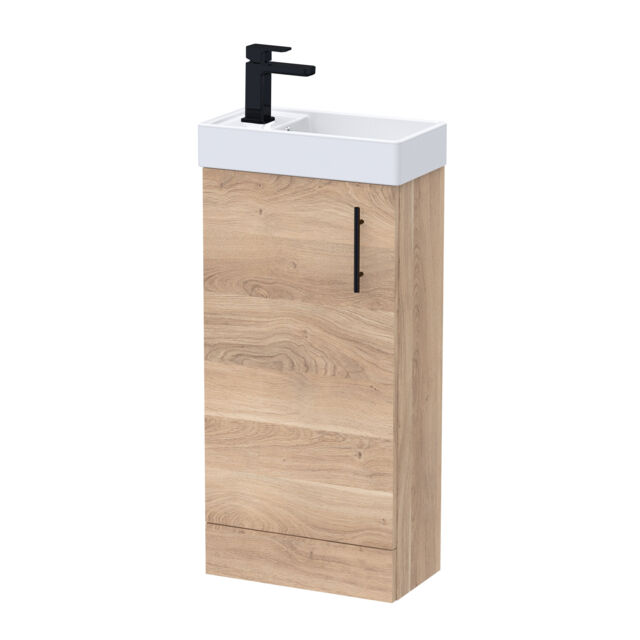 Balterley Bathroom Contemporary Floor Standing Vanity Unit Basin & Handle Easy To Install Brown Bleached Cuneo Oak