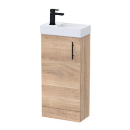 Balterley Bathroom Contemporary Floor Standing Vanity Unit Basin & Handle Easy To Install Brown Bleached Cuneo Oak
