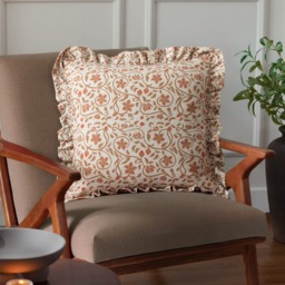 Seventy Three Linen Filigree Floral Ruffle Cushion