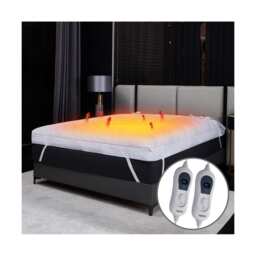 Ezysleep 4 Inch Extra Thick Heated Mattress Topper Deep Plush Thermoregulating White