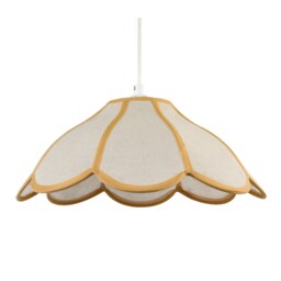 Classic Natural Linen Pendant Ceiling Shade with Taupe Cotton Trim