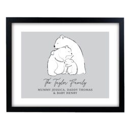 Personalised Polar Bear Family Black Framed Print Black One Size