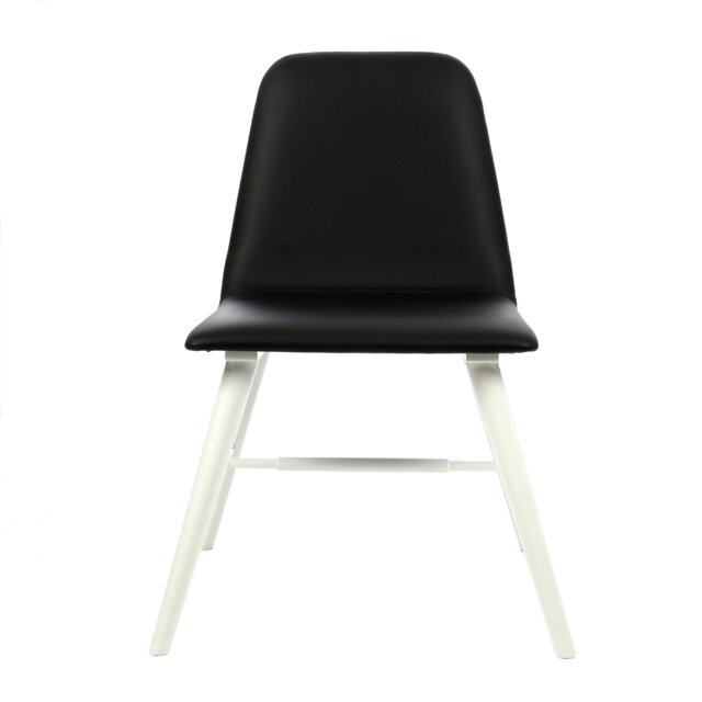 Orsina Black Leather Effect Dining Chair with White Legs, High Quality Leather Chair, Accent Chair, Borg Chair