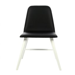 Orsina Black Leather Effect Dining Chair with White Legs, High Quality Leather Chair, Accent Chair, Borg Chair