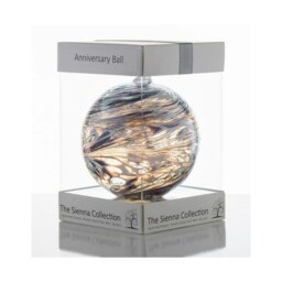 Sienna Glass Hanging Ornament 10cm Friendship Ball - Wedding Anniversary - Pastel Silver