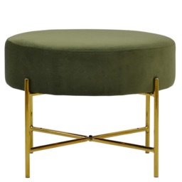 Lakeland Furniture Avon Olive Green Velvet Gold Leg 1 Foot Stool