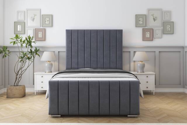 "Sloomy California Steel Plush Bed Frame With 50"" Upholstered Headboard 4' Small Double"