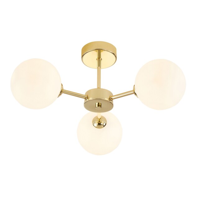 Contemporary Chic Polished Gold Ceiling Light with Opal White Globe Glass Shades Gold Gold 1