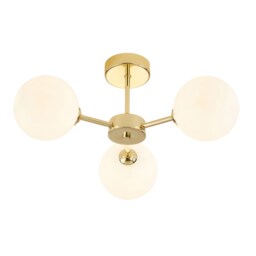 Contemporary Chic Polished Gold Ceiling Light with Opal White Globe Glass Shades Gold Gold 1
