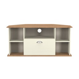Albert Corner TV Stand in Cream Ash & Riviera Oak (Ready Assembled) Cream Cream Ash & Riviera Oak
