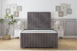 "Sloomy Madison Slate Naples Bed Frame With 50"" Upholstered Headboard 4' Small Double"