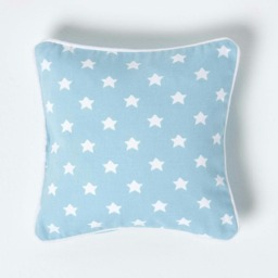 Homescapes Cotton Blue Stars Cushion Cover - 30 x 30 cm Blue Blue 30 x 30 cm