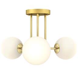 HOMCOM Light Fixture with 3-Light Globe Shades, Modern Ceiling Light, Gold Gold