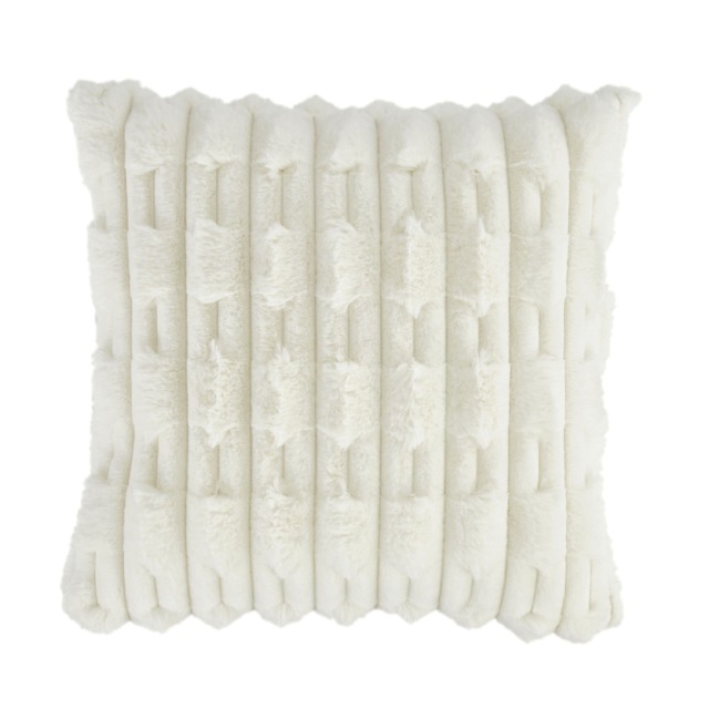 Bianca So Soft Carved Faux Fur Cushion Cream 50x50cm