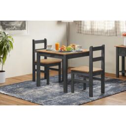 Mercers Furniture Corona Charcoal Rio Dining Set Table 2 Chairs Square Small Kitchen Solid Wood Mexican Pine Dark Grey