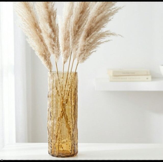 Amber Textured Glass Flower Vase