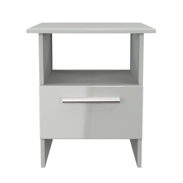 Windsor Bottom Drawer Lamp Table in Grey Gloss & Dusk Grey (Ready Assembled) Grey Grey Gloss / Dusk Grey