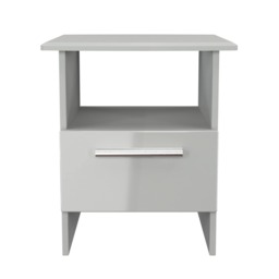 Windsor Bottom Drawer Lamp Table in Grey Gloss & Dusk Grey (Ready Assembled) Grey Grey Gloss / Dusk Grey