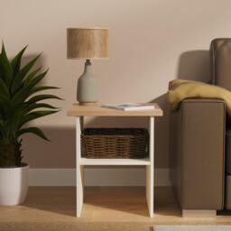 Cambridge Lamp Table in Cream Ash & Bardolino Oak (Ready Assembled) Cream Cream Ash & Bardolino Oak
