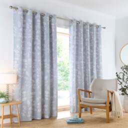 "Portfolio Home Boston Botanical Leaf Duck Egg 90""x90"" Fully Lined Eyelet Curtains Blue"