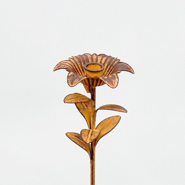 Garden Stake Candle Holder - L8 x W8 x H63 cm Yellow