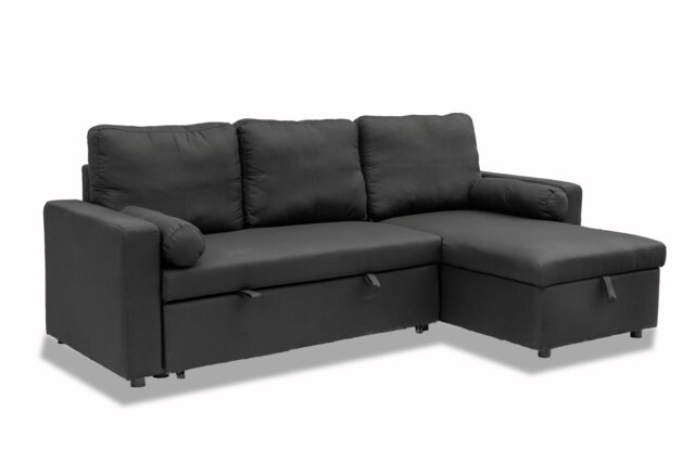 Manhattan 3 Seat Corner Sofa Bed Set - Left or Right - Black