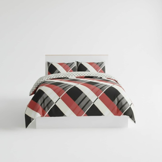 Modern Reversible Duvet Cover Stylish Geometric Pattern Bedding for Bedroom Black Single