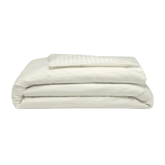 Belledorm 540 Thread Count Satin Stripe Duvet Cover Set - Ivory - Kingsize