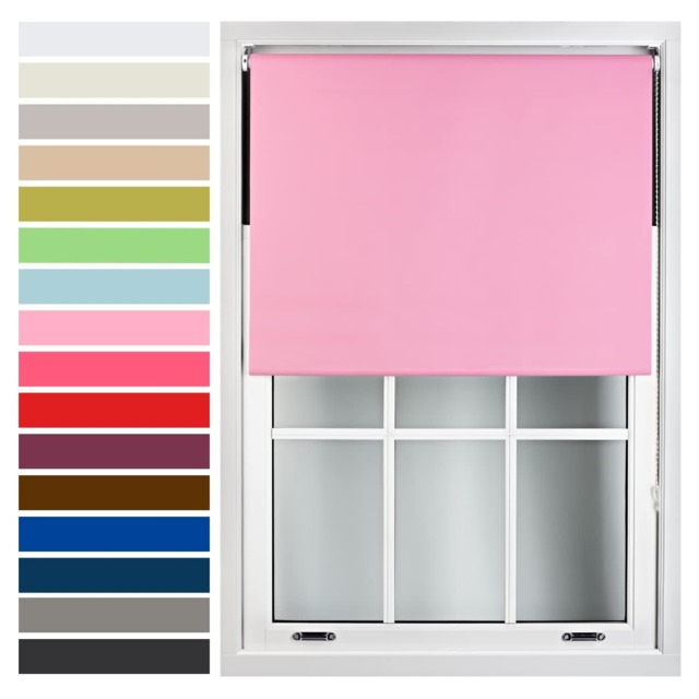FURNISHED Roller Blind Made to Measure Blackout Fabric with Metal Fittings Easy Fit Pink Pink (W) 210cm x (L) 165cm