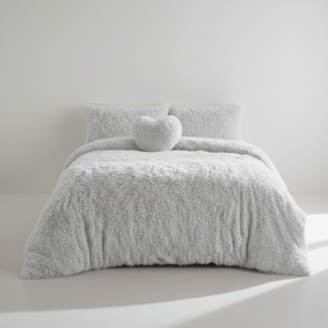 Super Fluffy Duvet Cover Ultra Soft, Cloud-Like Comfort Snug Sleep Silver Double
