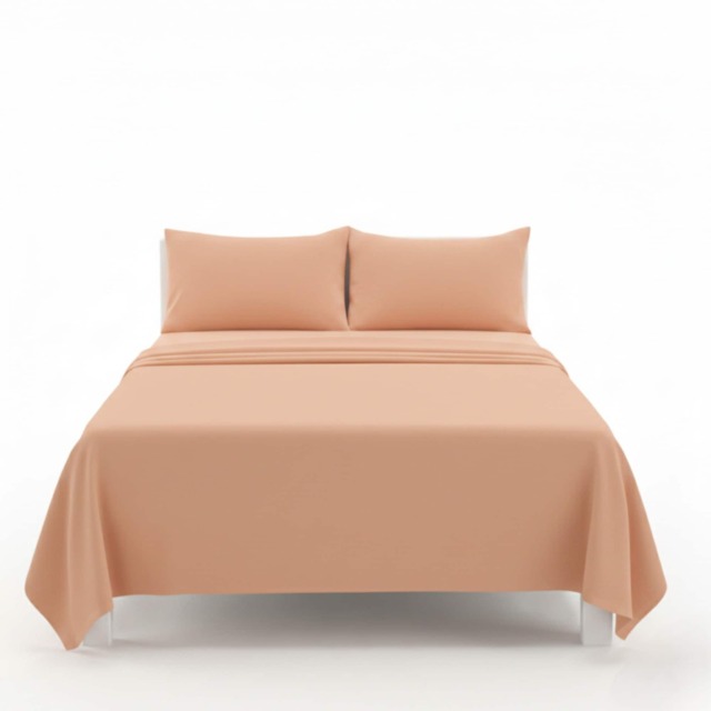 Easy Care Flat Bed Sheet Polycotton Durable Low Maintenance Bedding Orange Peach
