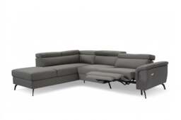 Fabric Linen Dark Grey Left Hand Facing Electric Reclining Corner Sofa with Storage VITTORIO