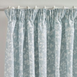 Catherine Lansfield Brooke Floral 66x72 Inch Lined Pencil Pleat Curtains Duck egg Blue