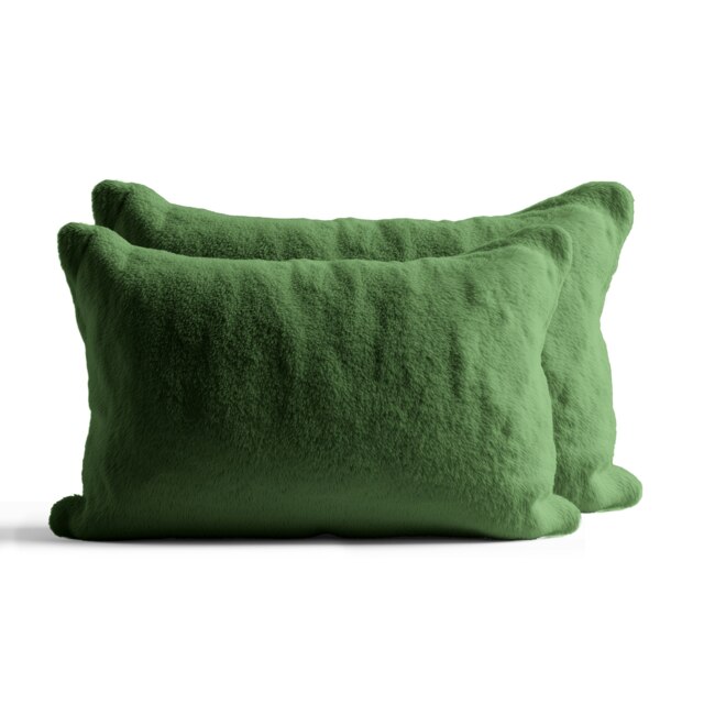 Teddy Bear Fleece Super Soft Cosy Pillow Case Pair Green Green