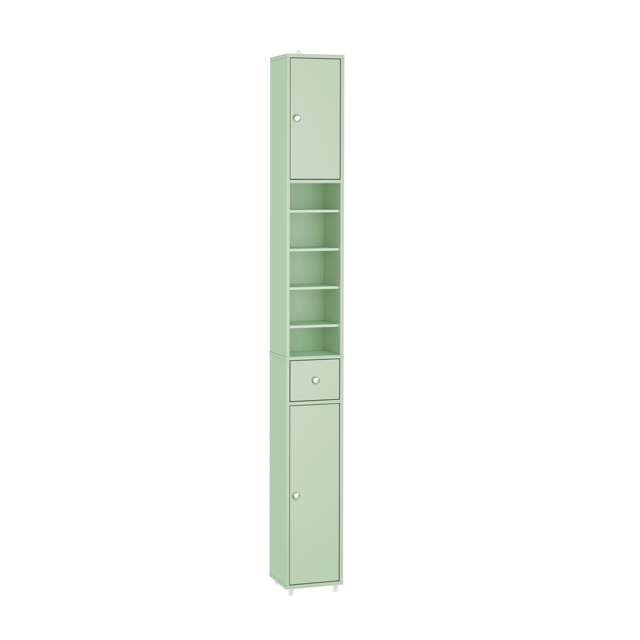 SoBuy BZR34-II-GR,Tall Bathroom Storage Cabinet with 4 Adjustable Shelves and 1 Drawer Green Green 1