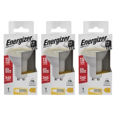 Energizer LED GU10 345lm 3.6W 3000K (Warm White) Light Bulb - Pack of 3