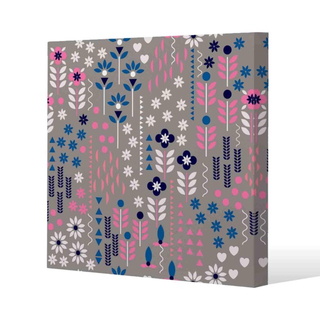 Selection of Flowers in Pink, Blue & White (Canvas Print) / 46 x 46 x 4cm Multi