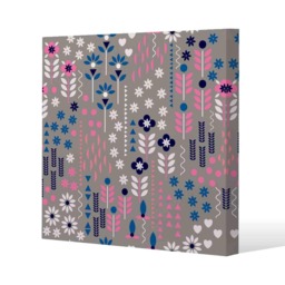 Selection of Flowers in Pink, Blue & White (Canvas Print) / 46 x 46 x 4cm Multi