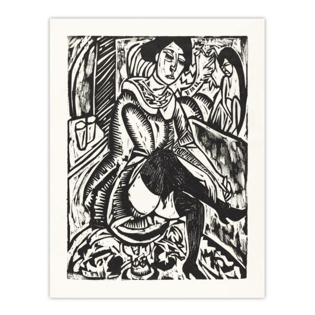 Woman Tying Her Shoe Ernst Ludwig Kirchner Huge Wall Art Print 18X24 In