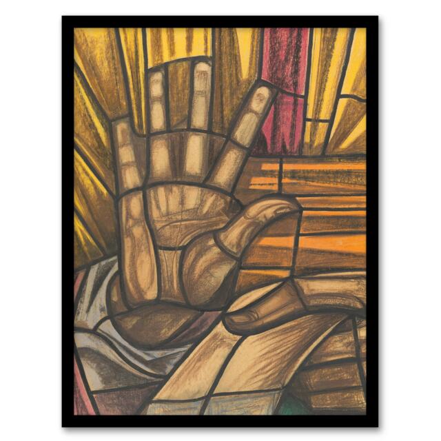 "St Luke Hand Design for Dom Church Holst Framed Wall Art Print 12X16"""