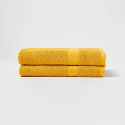 Homescapes Turkish Cotton Bath Towel Set of 2 - Ochre Yellow Bath towel 2