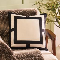 OHS 2 x Square Print Matte Velvet Decorative Cushion Covers White Mono