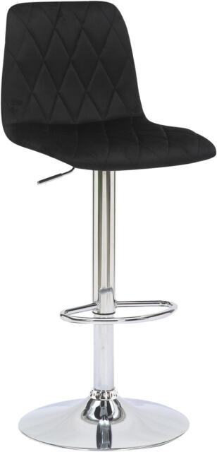 Verona Velvet Kitchen Bar Stools, Single, Height Adjustable Gas Lift Stool With Backrest, Breakfast Bar Stool - Black