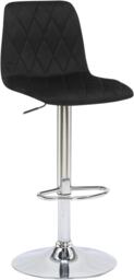 Verona Velvet Kitchen Bar Stools, Single, Height Adjustable Gas Lift Stool With Backrest, Breakfast Bar Stool - Black