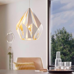 EGLO Carlton 1 Steel White & Gold Geometric Modern Pendant