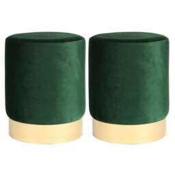 Harbour Housewares Round Velvet Foot Stool - Modern Dressing Table Pouffe Footstool Vanity Seats Vanity Chair Pouf Green Green 2