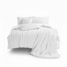 Rabbit Faux Fur Teddy Duvet Cover Set Ultra Soft Plush Bedding White Single