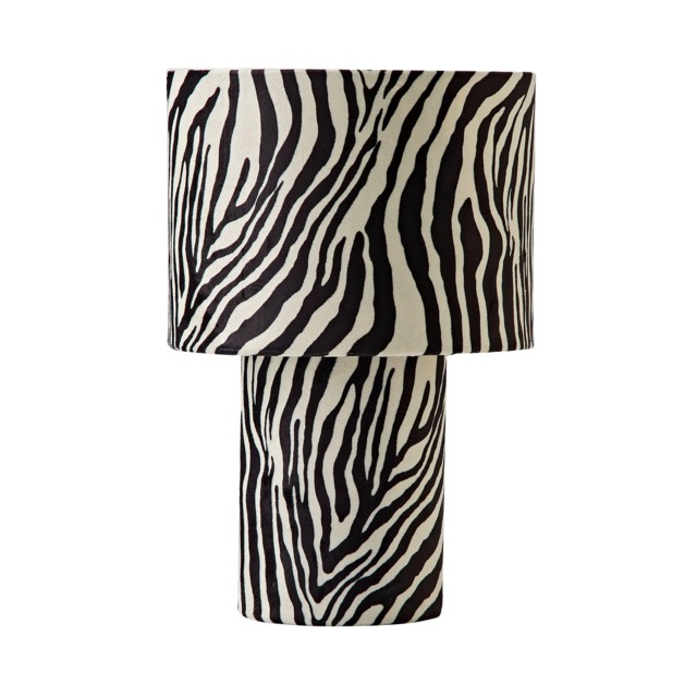ValueLights Nessa Zebra Pattern Velvet Table Lamp Black