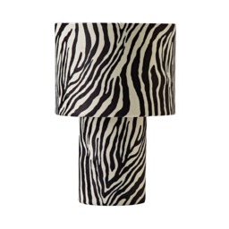 ValueLights Nessa Zebra Pattern Velvet Table Lamp Black