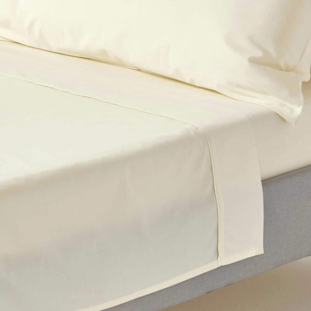 Homescapes Cream Egyptian Cotton Flat Sheet 200 TC, Single Cream Single
